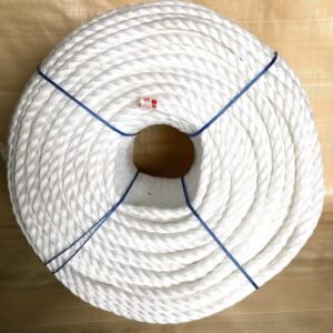 Cuộn dây thừng PP 3 tao chạc Hàn Quốc màu trắng lớn, bền chắc, dùng trong công nghiệp và xây dựng, chất liệu nhựa cao cấp.