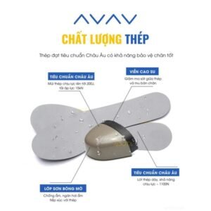 Chi tiết chất lượng thép theo tiêu chuẩn Châu Âu trong mũi và đế giày bảo hộ AGOTA Pistol 9103.