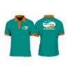 Áo thun polo cotton xanh ngọc cổ cam in logo