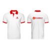 Áo thun polo TC trắng cổ đỏ tươi in logo doanh nghiệp