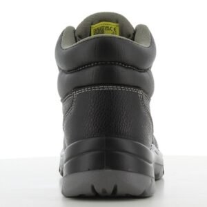 Giày Safety Jogger Bestboy S3 nhìn từ phía sau, cổ cao có quai kéo, đệm cổ, đế PU xám bản rộng