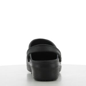 Dép sục Safety Jogger Bestlight1 nhìn từ phía sau, quai hậu đen vòng qua gót, lòng dép rộng, đế EVA dày