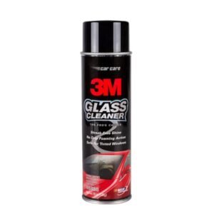 Chai xịt dung dịch vệ sinh kính ô tô 3M 08888 dung tích 500mL, thân đen in chữ Glass Cleaner và hình kính xe, nắp đen