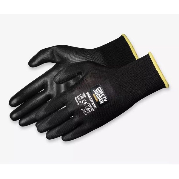 Găng tay Safety Jogger Multitask – găng đa dụng phủ latex đen Đôi găng tay Safety Jogger Multitask thân sợi đen, lòng bàn tay và đầu ngón phủ latex đen, cổ bo chun viền vàng, nhãn trên mu