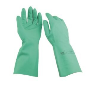 Đôi găng tay chống hóa chất Ansell 37-176 cao su nitrile màu xanh ngọc, một chiếc lật lòng bàn tay, một chiếc quay mu