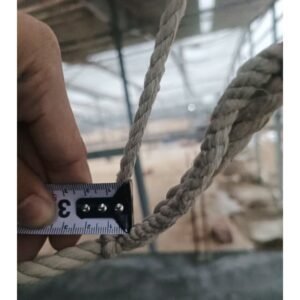 Đo độ dày sợi dây dù cotton bện xoắn của lưới chống vật rơi, người rơi dùng trong công trình.