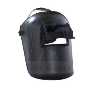 Mặt nạ hàn đội đầu Blue Eagle 633P vỏ đen trùm đầu, ô kính hàn có khung lật nhô ra phía trước, dây đội đầu phía trên