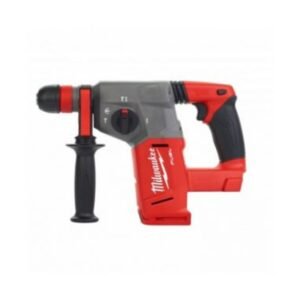 Máy khoan búa Milwaukee M18 CHX-0X thân đỏ đen, đầu SDS, tay cầm phụ màu đen gắn phía trước, nhìn từ bên hông