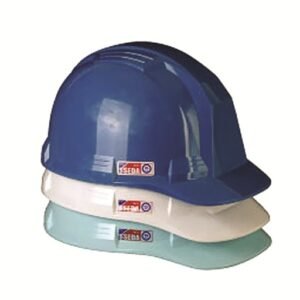 Ba mũ bảo hộ SSEDA Hàn Quốc kiểu mặt phẳng xếp chồng màu xanh navy, trắng ngà và xanh ngọc, có nhãn hãng bên hông