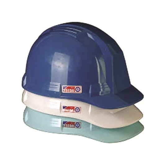 Ba mũ bảo hộ SSEDA Hàn Quốc kiểu mặt phẳng xếp chồng màu xanh navy, trắng ngà và xanh ngọc, có nhãn hãng bên hông