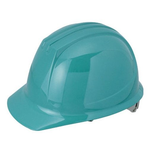 Mũ bảo hộ Tanizawa ST#1609 màu xanh ngọc nhìn nghiêng, vành trước dài, gân nổi trên đỉnh, vỏ ABS bóng