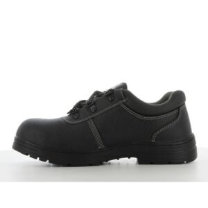 Giày Safety Jogger Rena S3 nhìn mặt trong, thân da đen liền mạch, đế cao su đen dày gai sâu