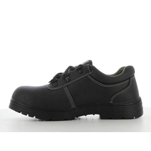 Giày Safety Jogger Rena S3 nhìn mặt trong, thân da đen liền mạch, đế cao su đen dày gai sâu